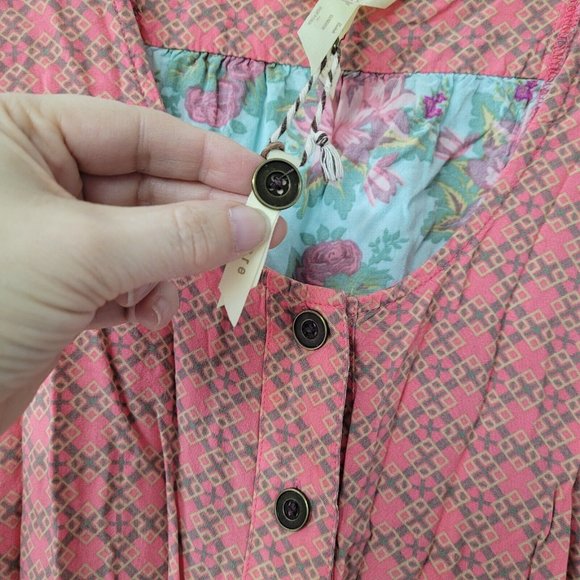 Matilda Jane Solstice Romper Womens M Pink Floral Print Contrast Rayon Pockets - Picture 4 of 12